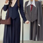 Royal Vest & Wide-Leg Pants Set