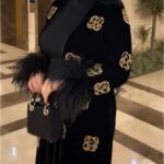 Luxury Velvet Black Abaya with Fur Details