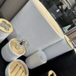 منظم حمام أكريليك مستورد 6 قطع – طقم إكسسوارات حمام عصري فاخر مقاوم للكسر