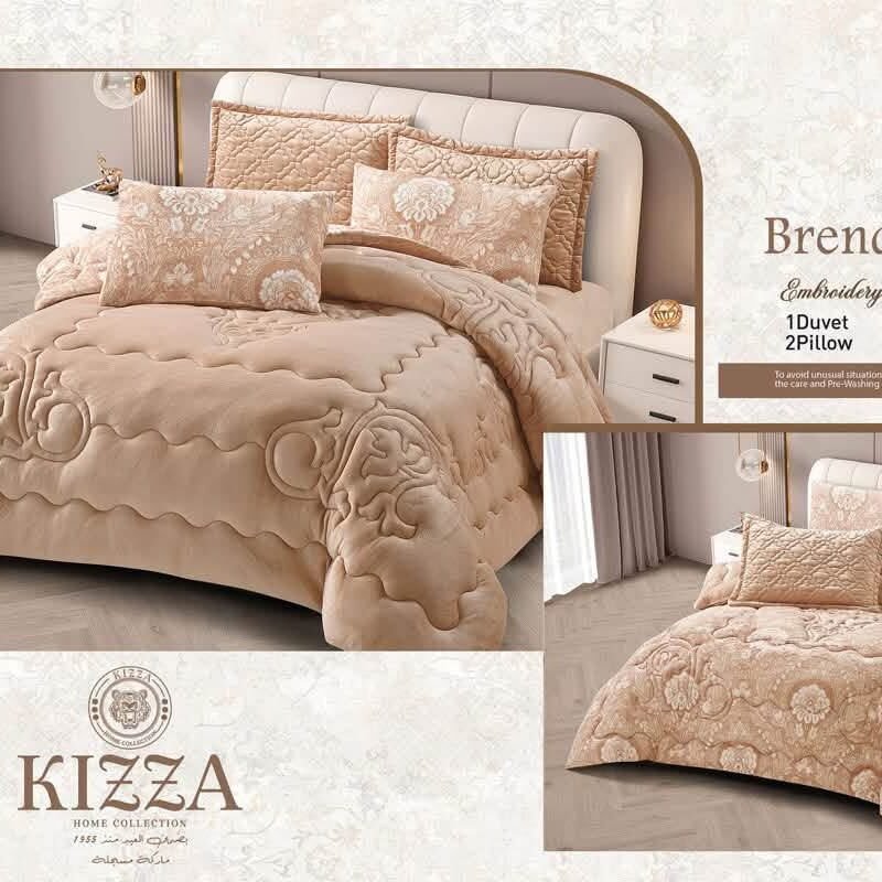 لحاف قطيفة دبل فيس Kizza موديل Brenda وجهين سادة ومطبوع بضمان العبد